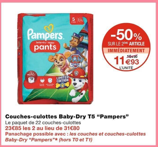 Pampers Couches-culottes Baby-Dry T5