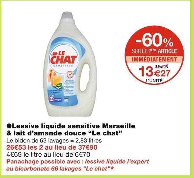 Le chat ●Lessive liquide sensitive Marseille & lait d’amande douce