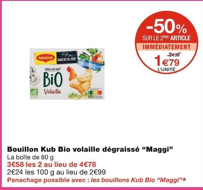 Maggi Bouillon Kub Bio volaille dégraissé