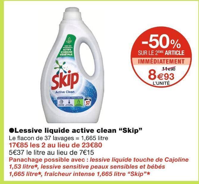 Skip ●Lessive liquide active clean