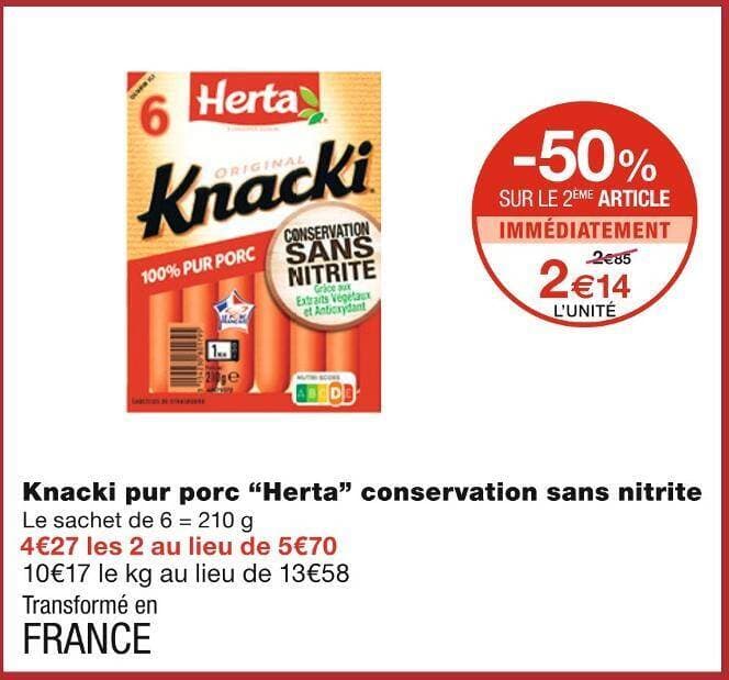 Herta Knacki pur porc conservation sans nitrite