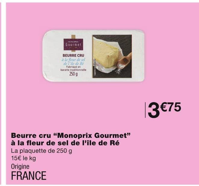 Monoprix Gourmet Beurre cru à la fleur de sel de l'île de Ré