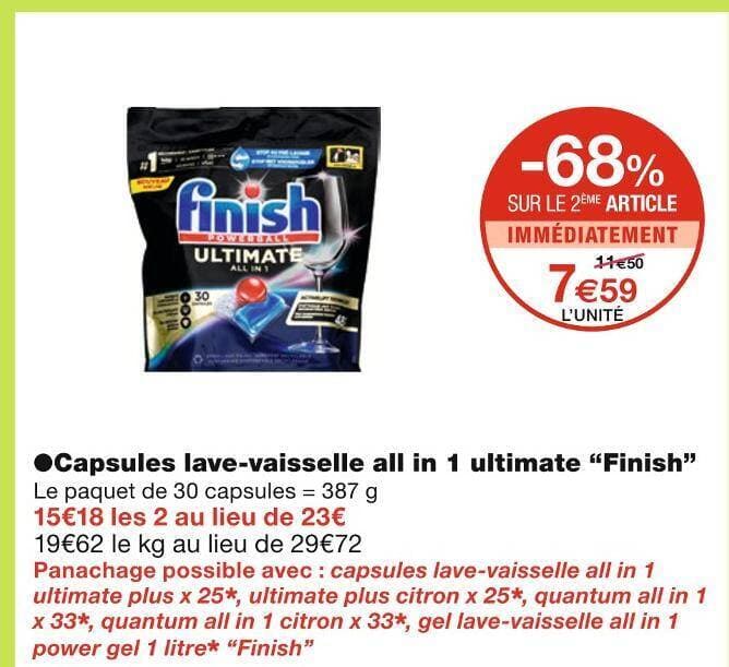 Finish Capsules lave-vaisselle all in 1 ultimate