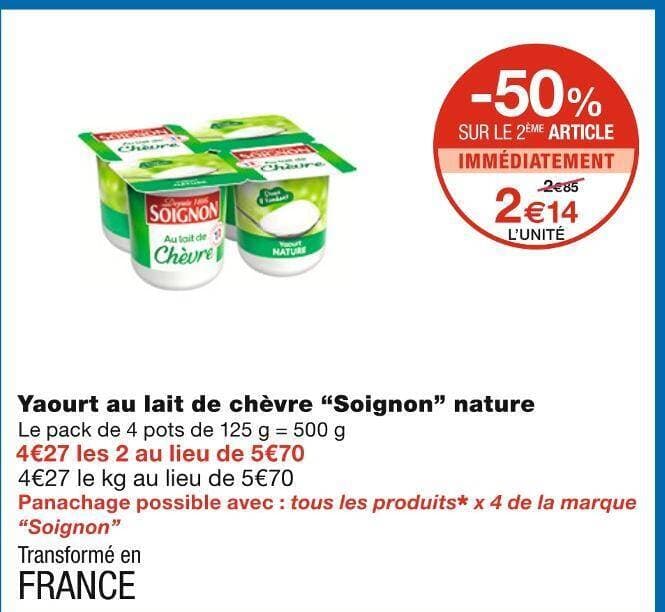 Soignon Yaourt au lait de chèvre nature
