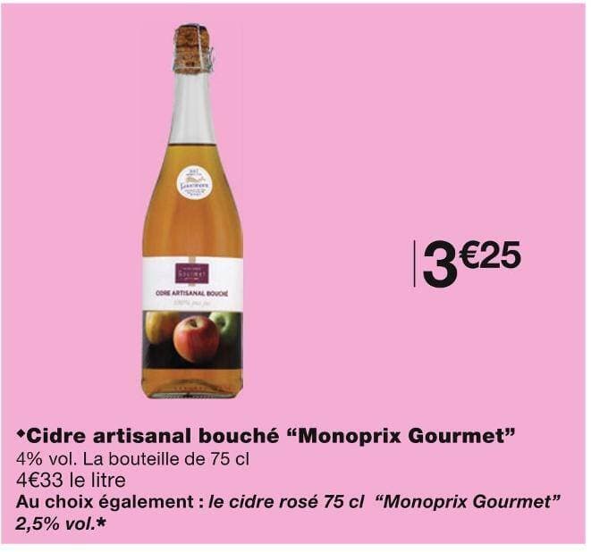 Monoprix Gourmet Cidre artisanal bouché
