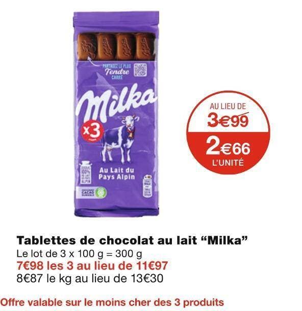 Milka Tablettes de chocolat au lait