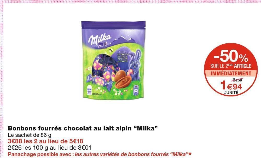 Milka Bonbons fourrés chocolat au lait alpin