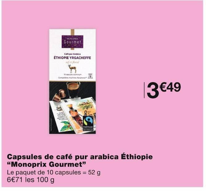 Monoprix Gourmet Capsules de café pur arabica Éthiopie