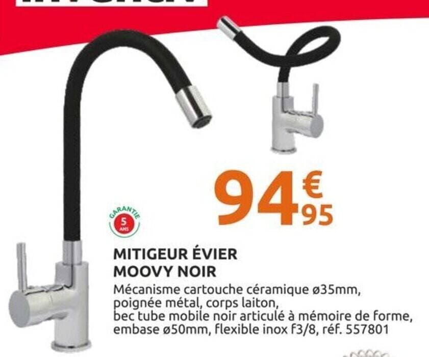 MITIGEUR ÉVIER MOOVY NOIR