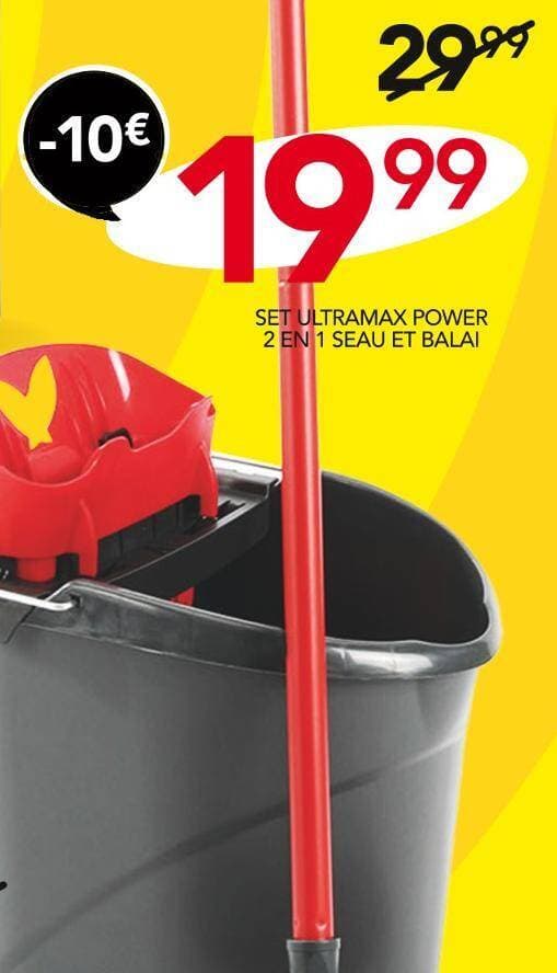 vileda SET ULTRAMAX POWER 2 EN 1 SEAU ET BALAI