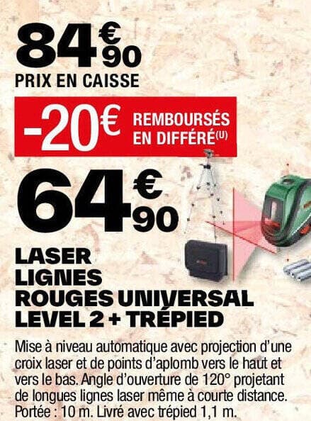 LASER LIGNES ROUGES UNIVERSAL LEVEL 2+ TRÉPIED