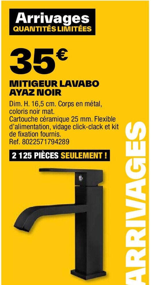 MITIGEUR LAVABO AYAZ NOIR
