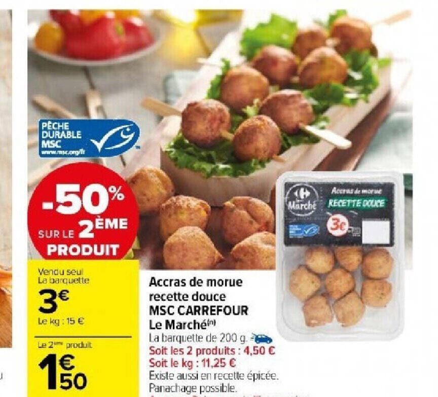 Accras de morue recette douce MSC CARREFOUR Le Marché