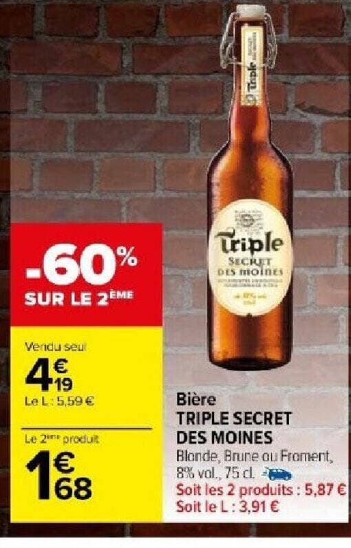 Bière TRIPLE SECRET DES MOINES