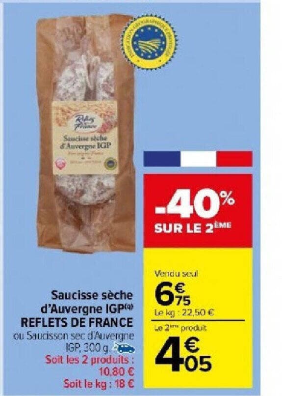 Saucisse sèche d'Auvergne IGP(9) REFLETS DE FRANCE
