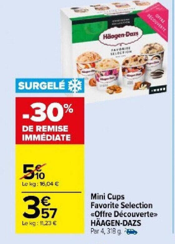 Mini Cups Favorite Selection <<Offre Découverte>> HÄAGEN-DAZS Par 4, 318 g.