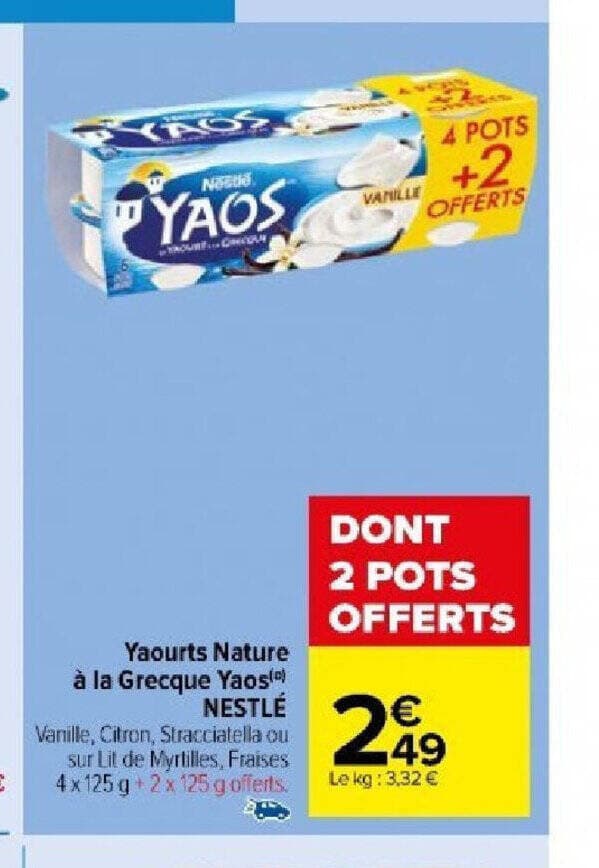 Yaourts Nature à la Grecque Yaos NESTLÉ