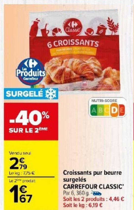 Croissants pur beurre surgelés