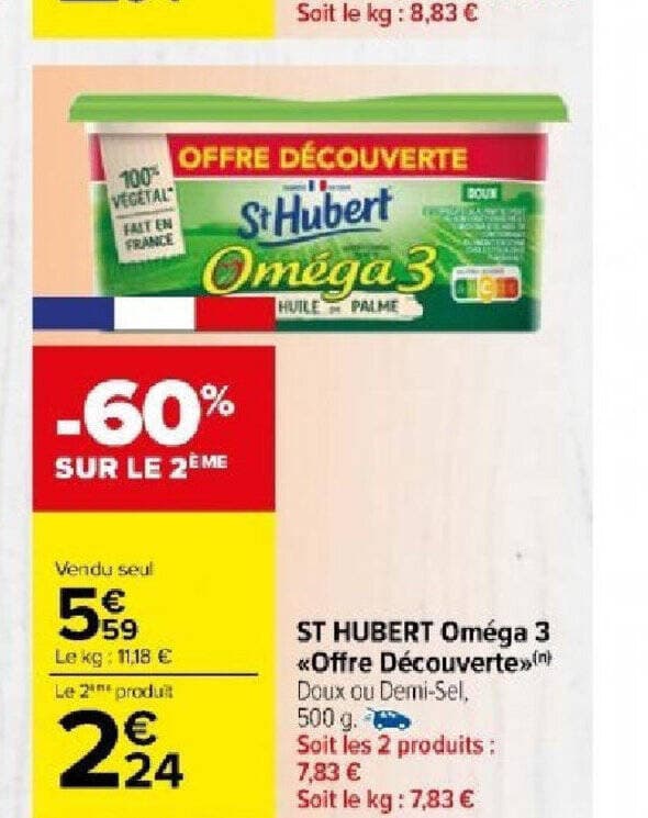 ST HUBERT Oméga 3 «Offre Découverte»>(n) Doux ou Demi-Sel,
