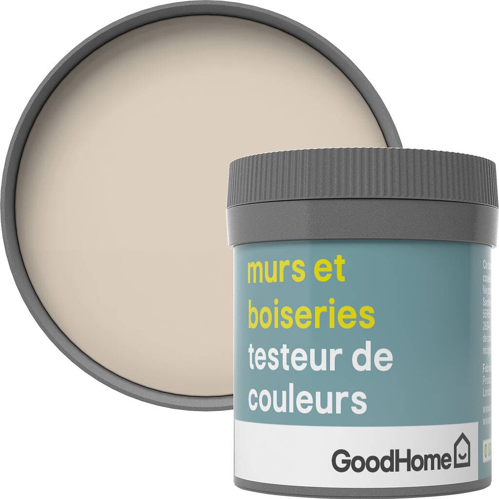 Testeur peinture murs et boiseries GoodHome beige Fairbanks satin 50ml