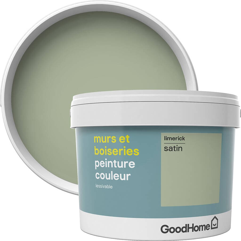 Peinture murs et boiseries GoodHome vert Limerick satin 2,5L