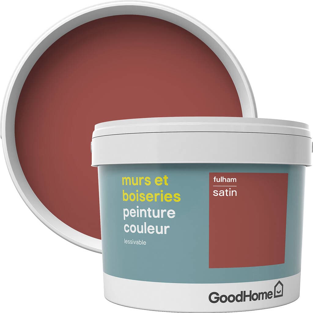 Peinture murs et boiseries GoodHome rouge Fulham satin 2,5L
