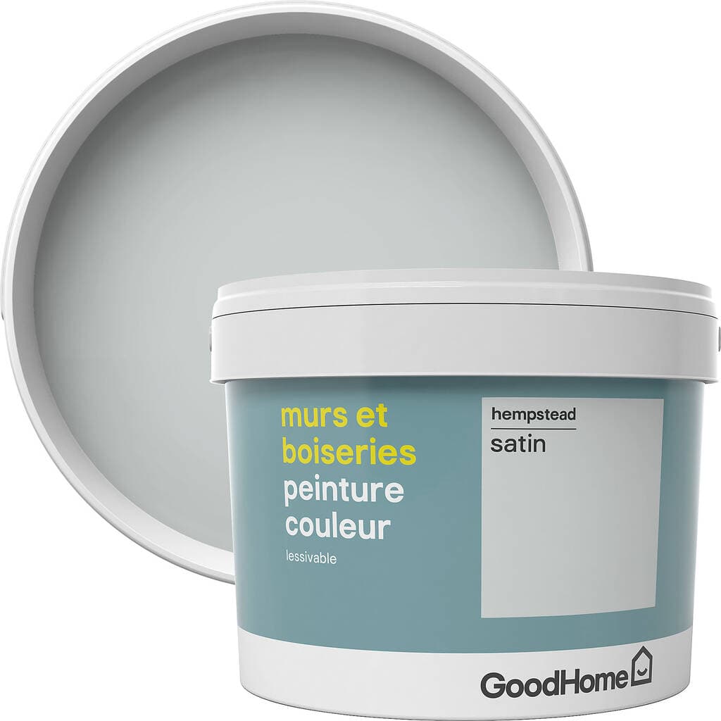 Peinture murs et boiseries GoodHome gris Hempstead satin 2,5L