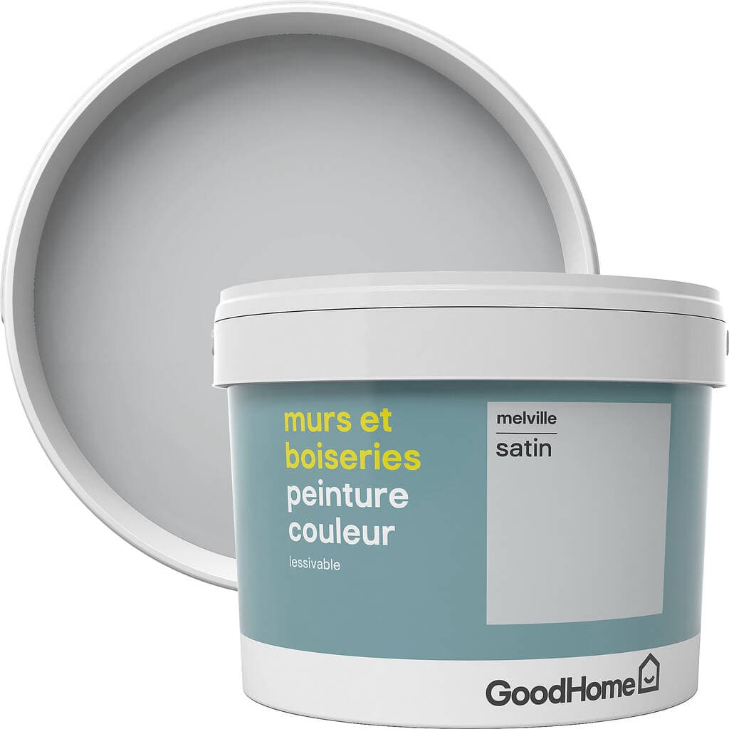 Peinture murs et boiseries GoodHome gris Melville satin 2,5L