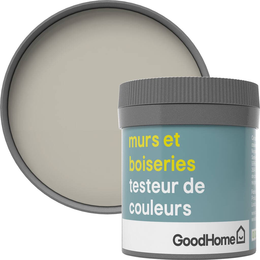 Testeur peinture murs et boiseries GoodHome gris Hempstead satin 50ml