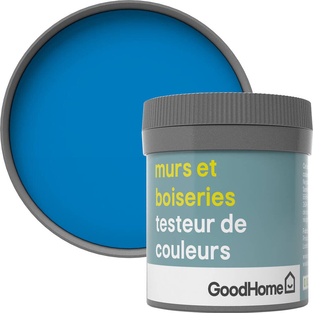 Testeur peinture murs et boiseries GoodHome bleu Menton satin 50ml