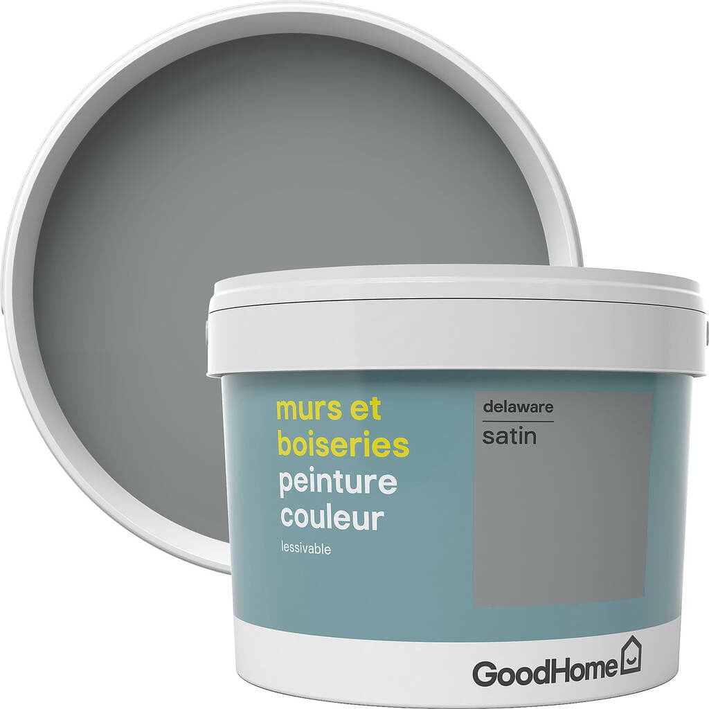 Peinture murs et boiseries GoodHome gris Delaware satin 2,5L