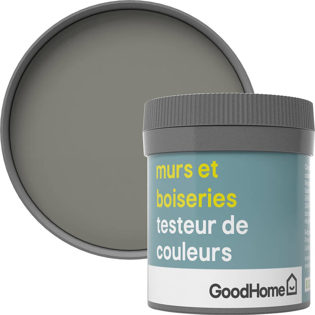 Testeur peinture murs et boiseries GoodHome gris Delaware satin 50ml