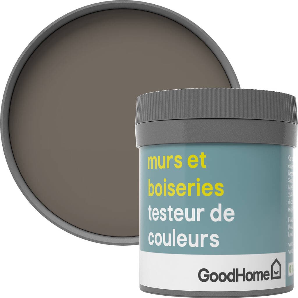 Testeur peinture murs et boiseries GoodHome gris Chester satin 50ml