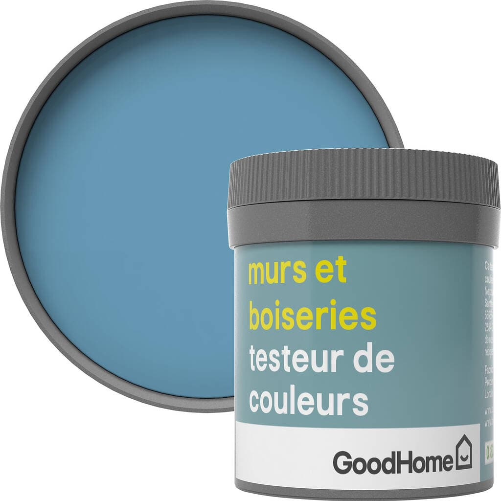 Testeur peinture murs et boiseries GoodHome bleu Fréjus satin 50ml