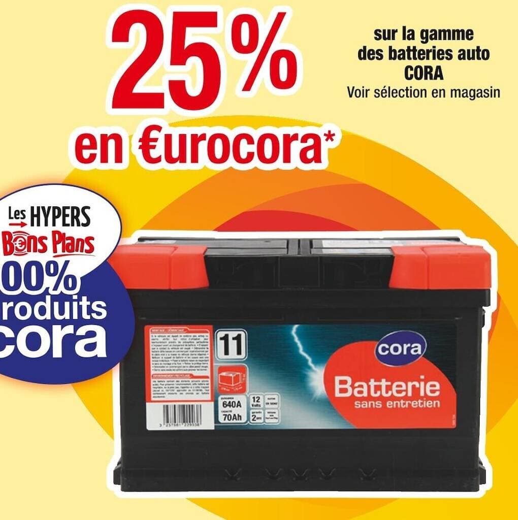 CORA 25% en €urocora sur la gamme des batteries auto CORA