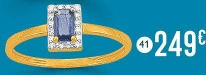 Bague saphir et diamants 0,06 ct, taille 54, or jaune et rhodié 1,68 g