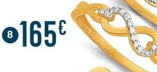 bague diamants 0,04 ct, taille 54, or jaune et rhodié 1,44 g