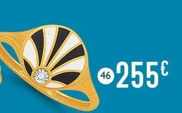 bague laque et diamant 0,003 ct, taille 54, or jaune et rhodié 2,04 g