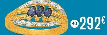 bague saphirs et diamants 0,04 ct, taille 54, or jaune et rhodié 2,71 g