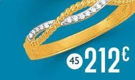bague diamants 0,08 ct, taille 54, or jaune et rhodié 1,56 g