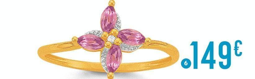 bague tourmalines et diamant 0,005 ct, taille 54, or jaune et rhodié 1,11 g