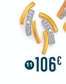 boucles diamant 0,01 ct, or jaune et rhodié 0,96 g