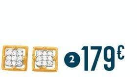 boucles diamants 0,09 ct, or jaune et rhodié 1,10 g