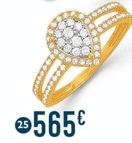 bague diamants 0,43 ct, taille 54, or jaune et rhodié 2,41 g