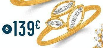 bague diamants 0,01 ct, taille 54, or jaune et rhodié 1,28 g