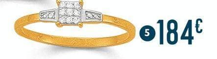 bague diamants 0,05 ct, taille 54, or jaune et rhodié 1,47 g