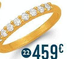 demi alliance diamants 0,22 ct, taille 54, or jaune 2,35 g