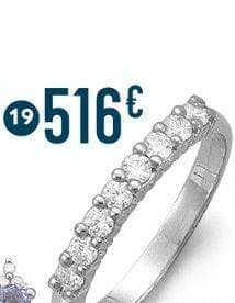 demi alliance diamants 0,27 ct, taille 54, or gris 2,14 g