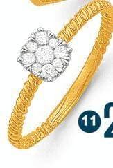 bague diamants 0,16 ct, taille 54, or jaune et rhodié 1,77 g