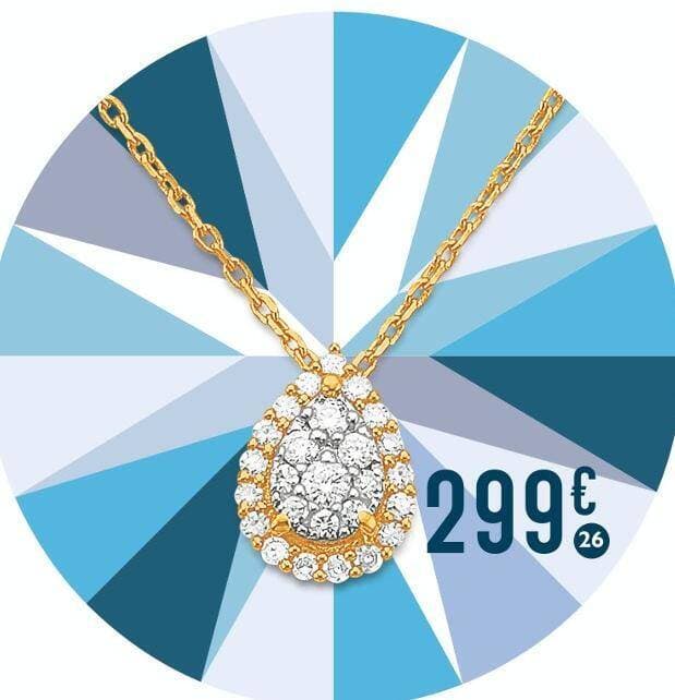 collier diamants 0,17 ct, 42 cm, or jaune et rhodié 1,66 g